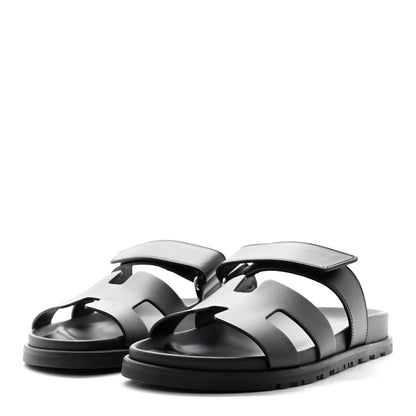 Hermes Calfskin Womens Chypre Sandals 37 Black 3 of 12