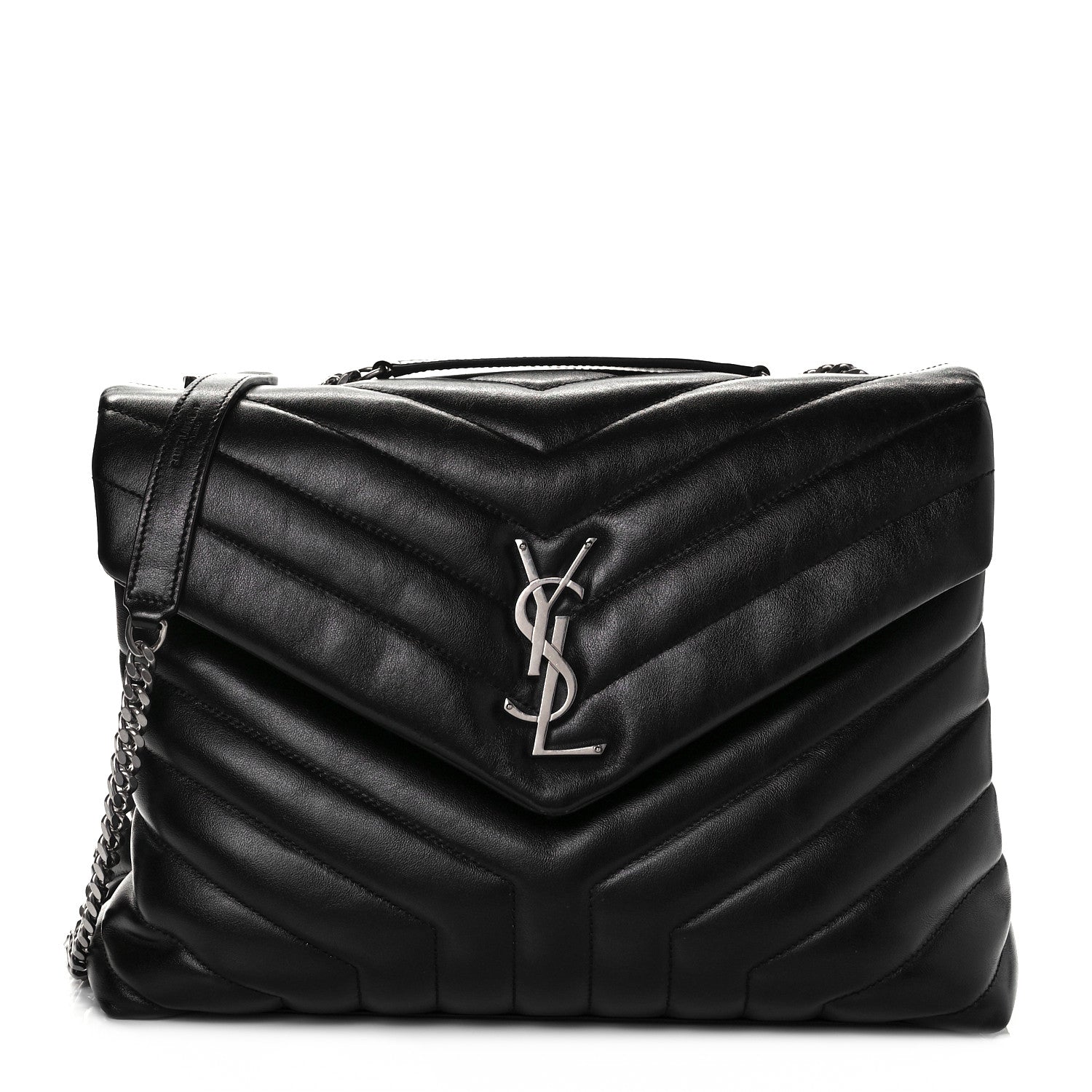 Saint Laurent Calfskin Y Quilted Monogram Medium Loulou Chain Satchel Black 1 of 10