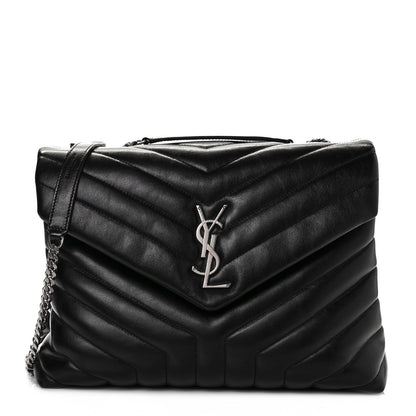 Saint Laurent Calfskin Y Quilted Monogram Medium Loulou Chain Satchel Black 1 of 10