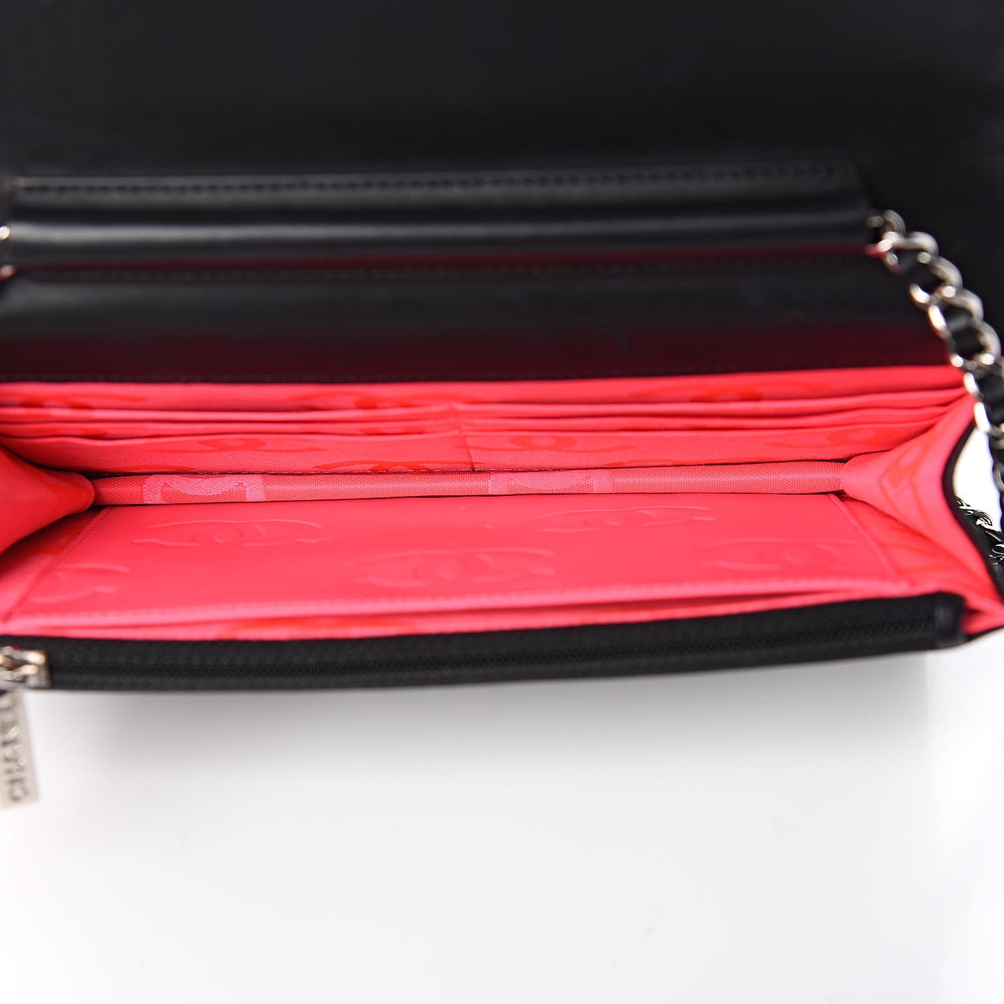 Calfskin Quilted Cambon Wallet On Chain WOC Black