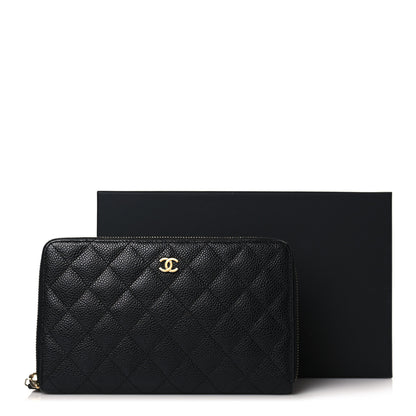 Chanel Caviar Quilted Large Zip Around Organizer Wallet Black 9 of 9