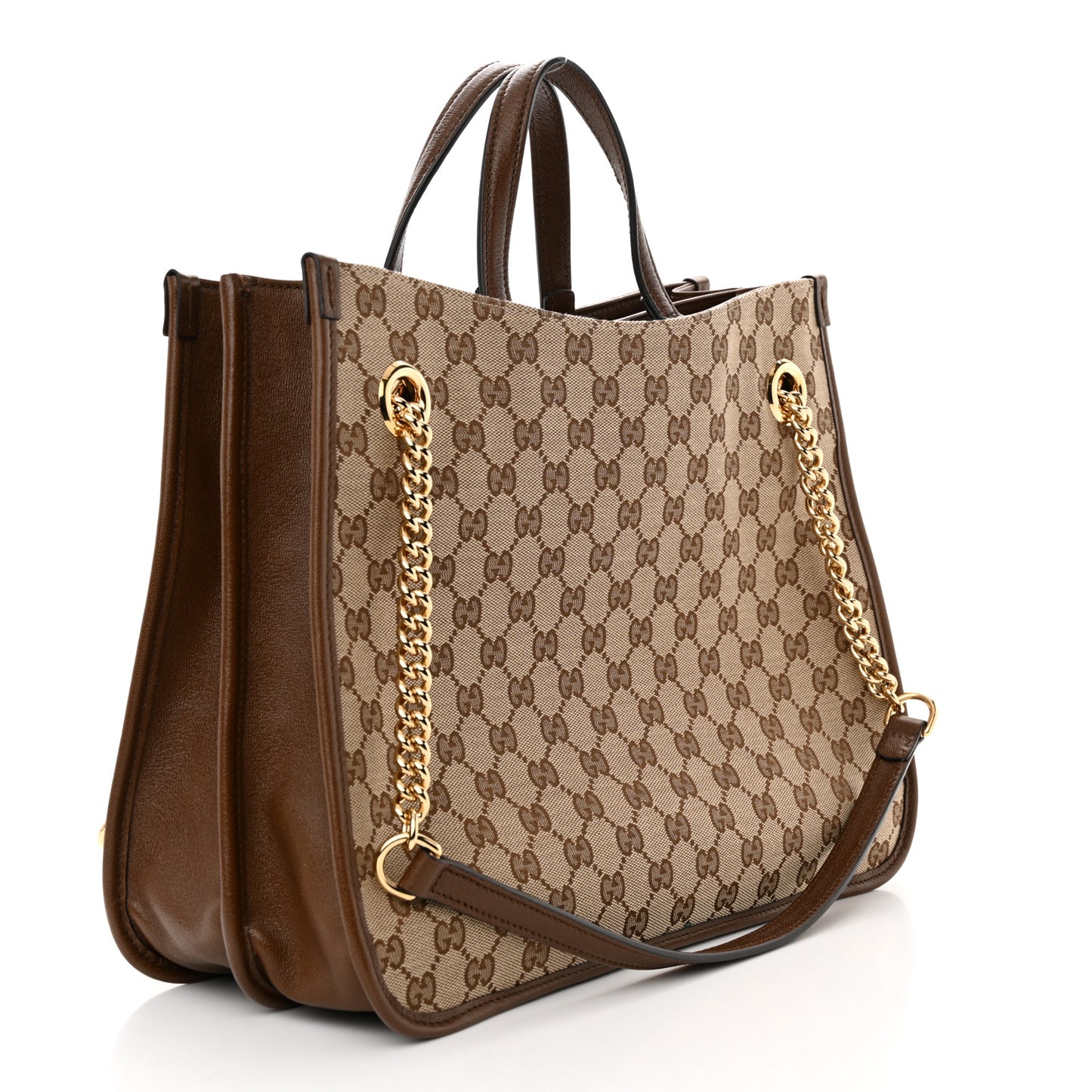 Monogram Calfskin Medium Horsebit 1955 Tote Bag Beige Brown Sugar