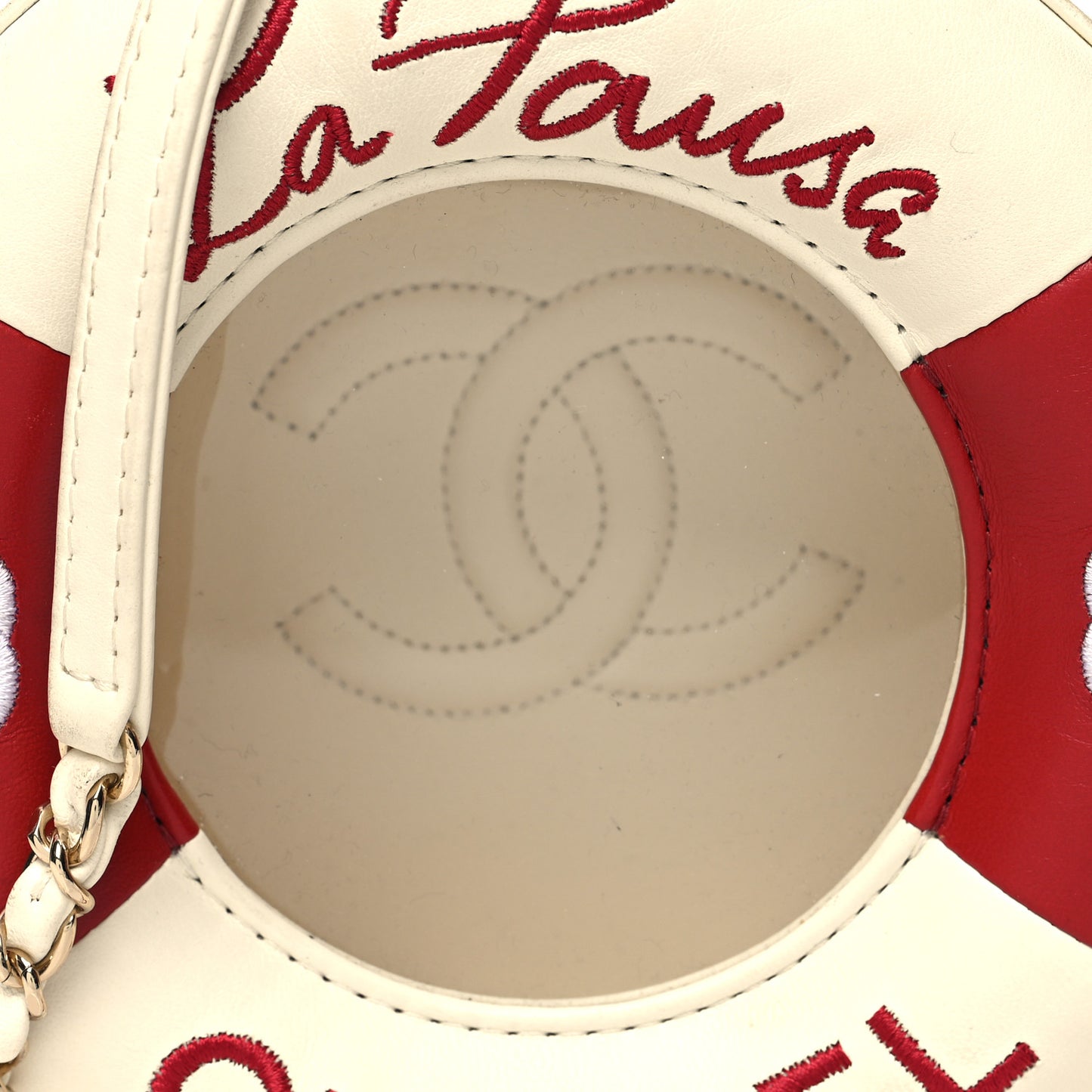 Lambskin Coco Lifesaver Round Bag Red White