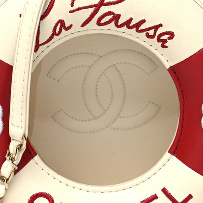 Chanel Lambskin Coco Lifesaver Round Bag Red White 8 of 13