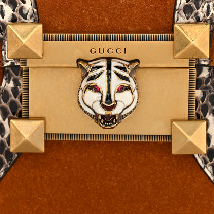 Gucci Suede Snakeskin GG Supreme Monogram Medium Osiride Top Handle Bag Black Bright Cuir 8 of 12