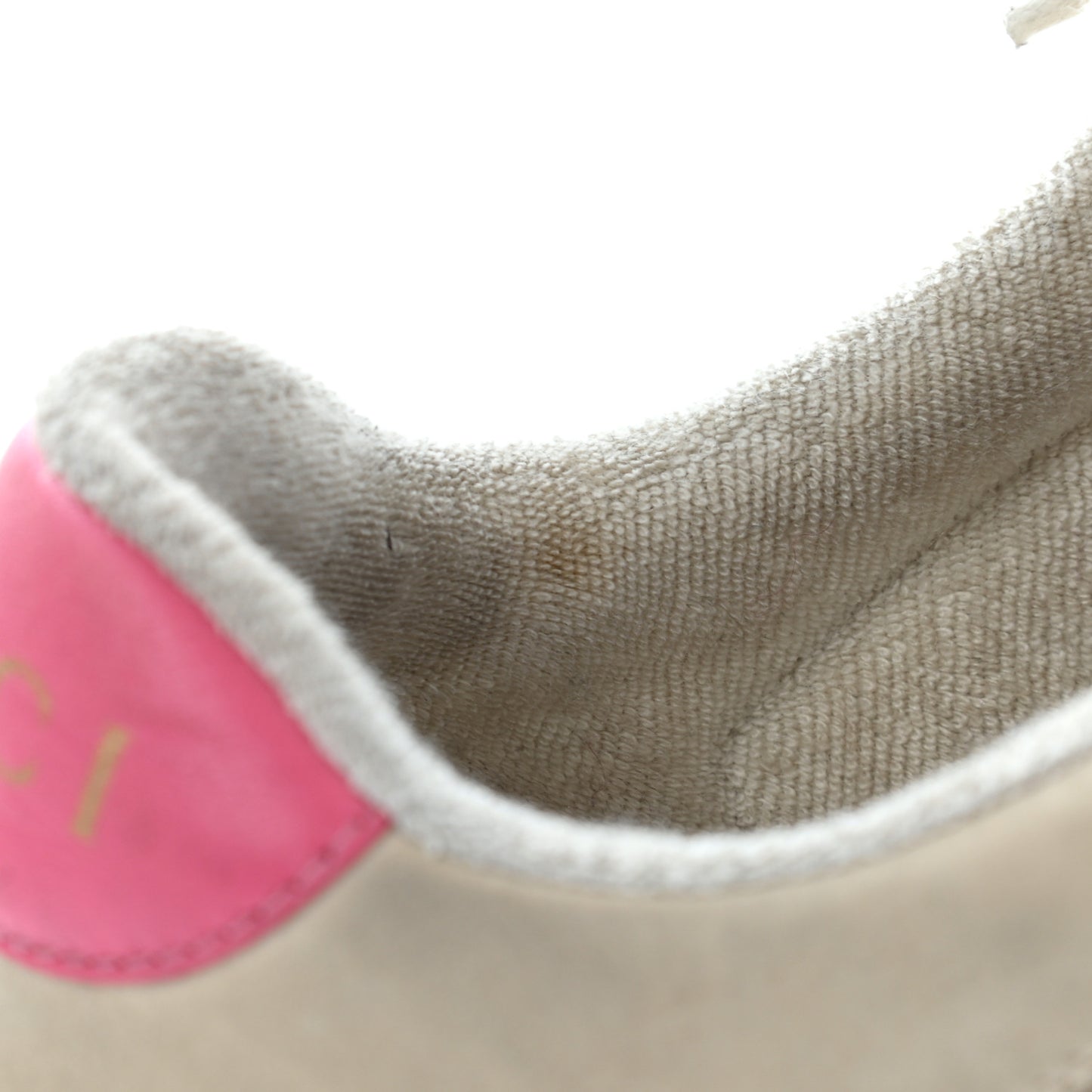 GG Monogram Calfskin Web Womens Screener Sneakers 35 New Sand Dusty Milk Pink