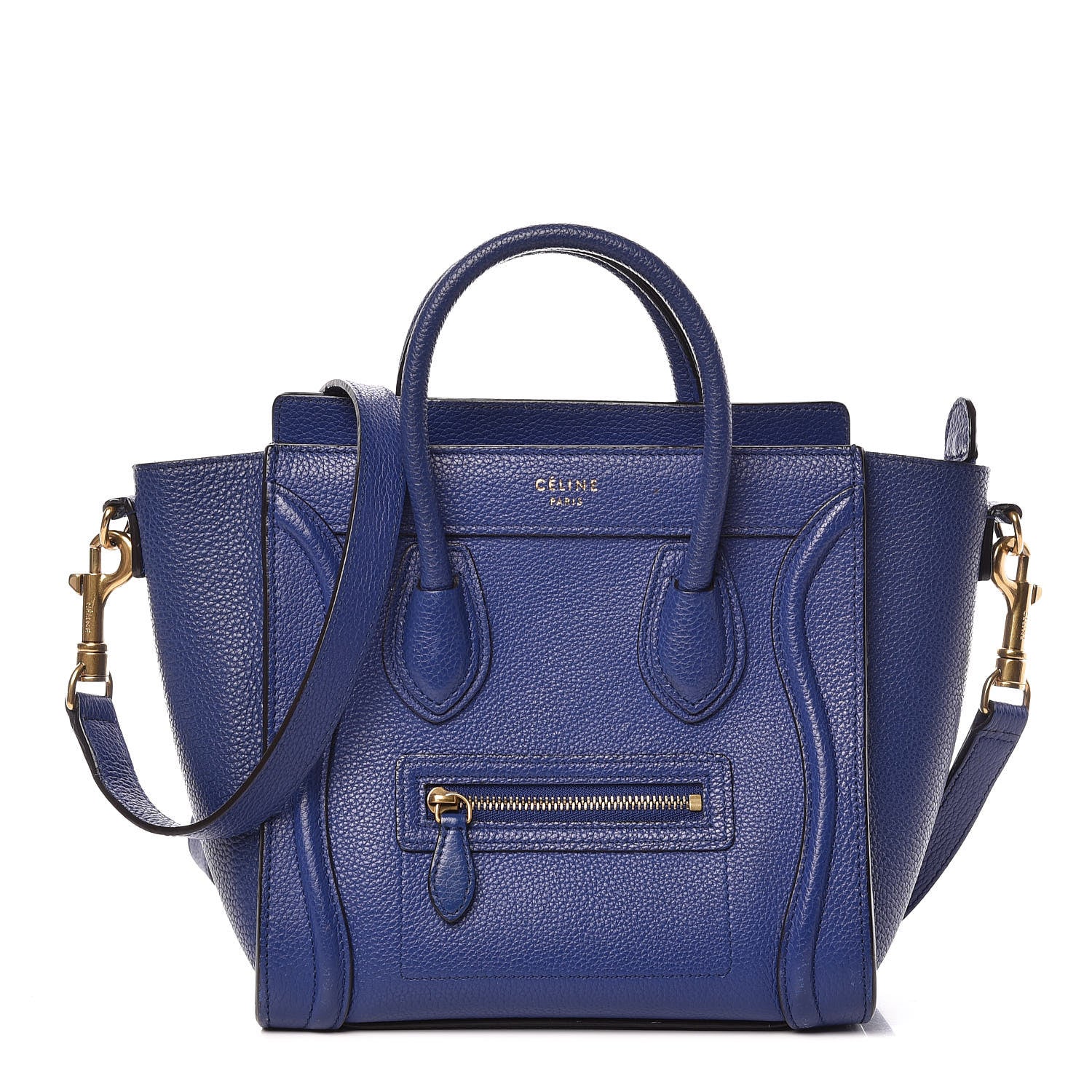 Celine Drummed Calfskin Nano Luggage Indigo 1 of 19