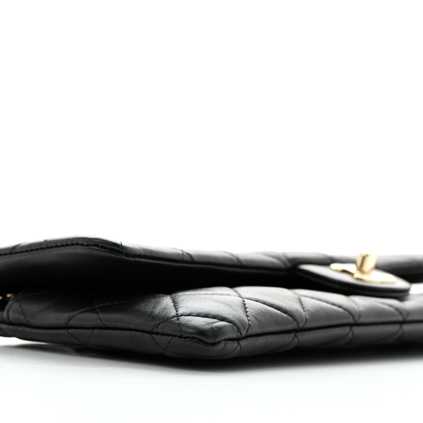 Lambskin Quilted Flap Clutch Black