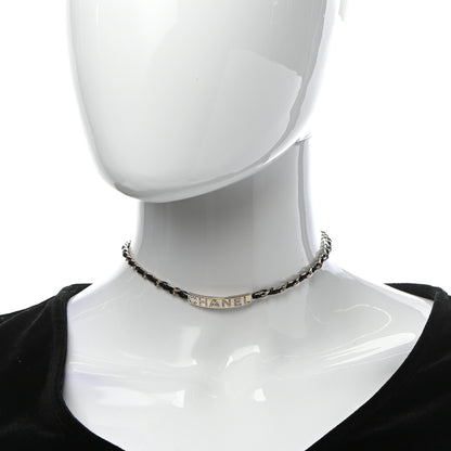 Chanel Metal Lambskin Crystal Sergeant Chanel Choker Necklace Black Gold 2 of 5