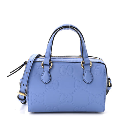 Gucci Gilbert Calfskin Jumbo GG Embossed Super Mini Top Handle Bowler Bag Bloom Lavender 1 of 11