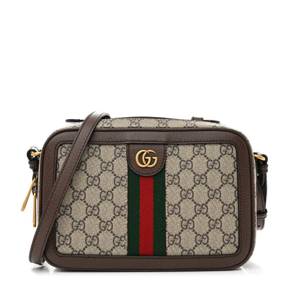 Gucci GG Supreme Monogram Web Small Ophidia Top Handle Shoulder Bag Brown 1 of 11