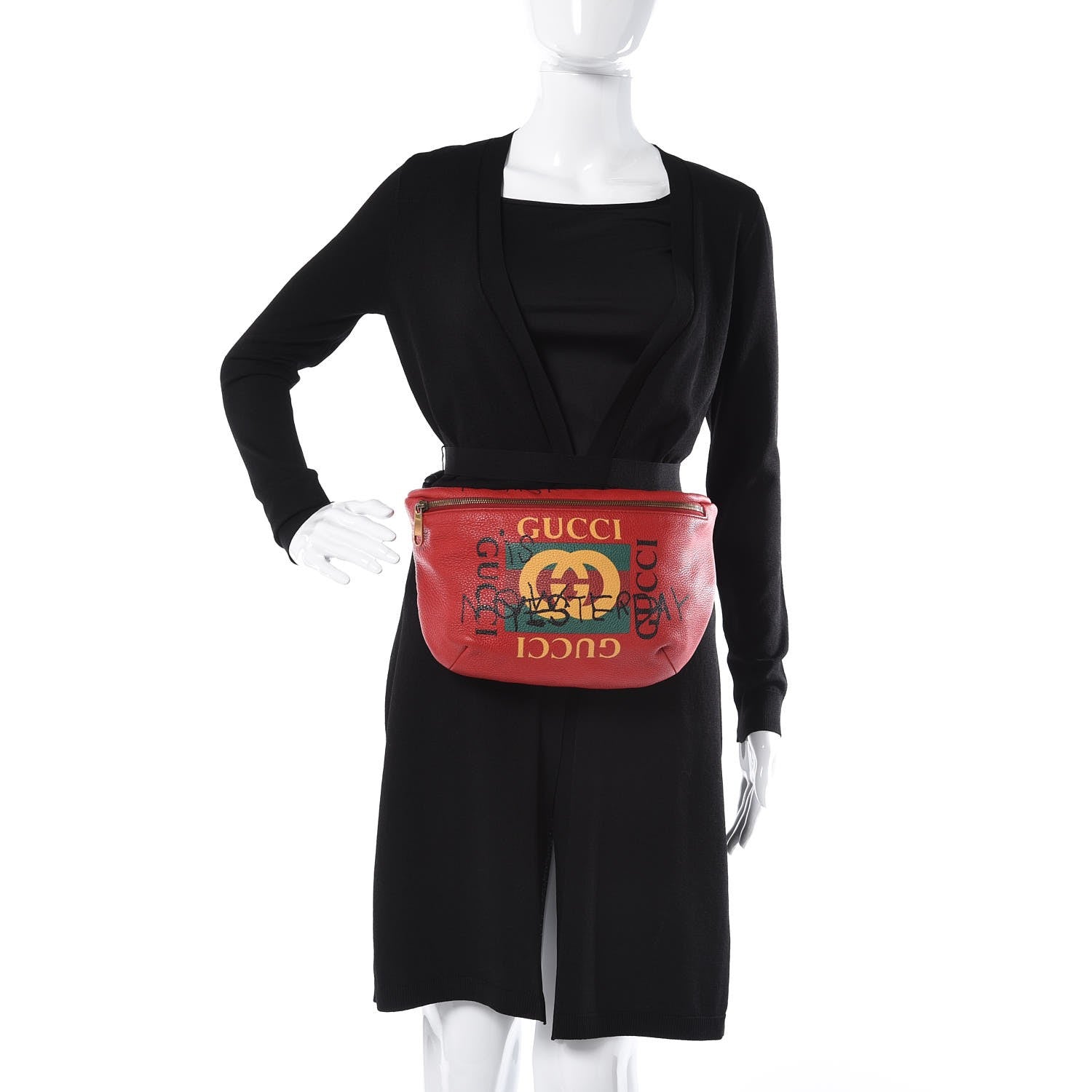 Gucci Grained Calfskin Coco Capitan Logo Belt Bag Hibiscus Red 2 of 9