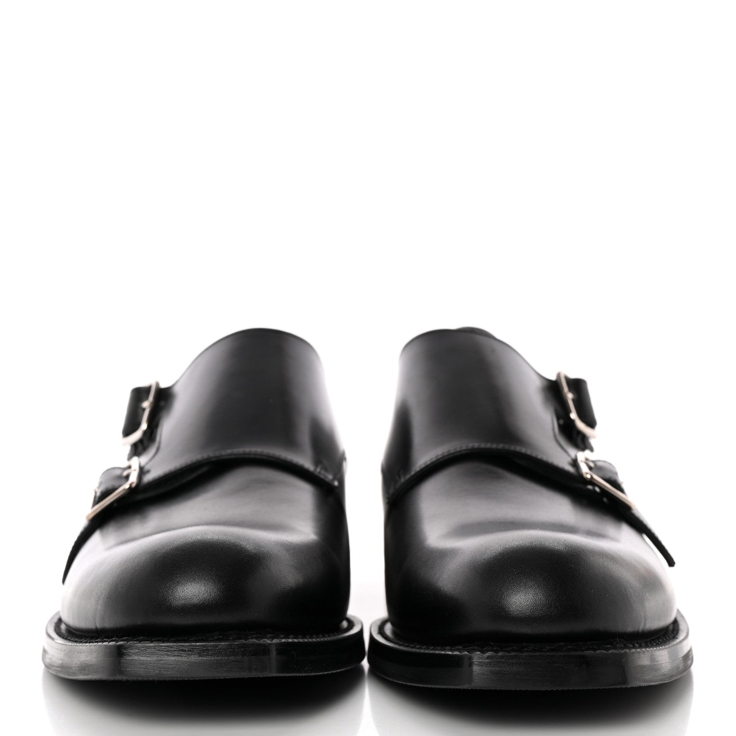 Christian Dior Polished Calfskin Mens Buckle Monk Shoe 44 Black 2 of 10