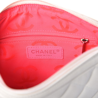 Chanel Calfskin Quilted Cambon Pochette White Black 5 of 9