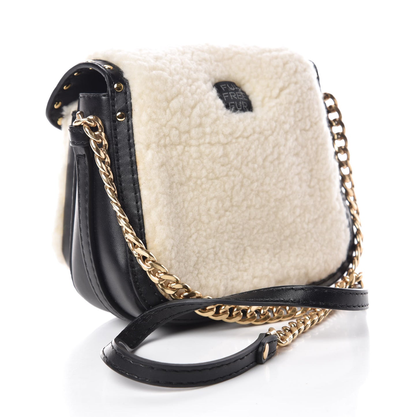 Eco Alter Nappa Eco Shearling Popper Shoulder Bag Natural
