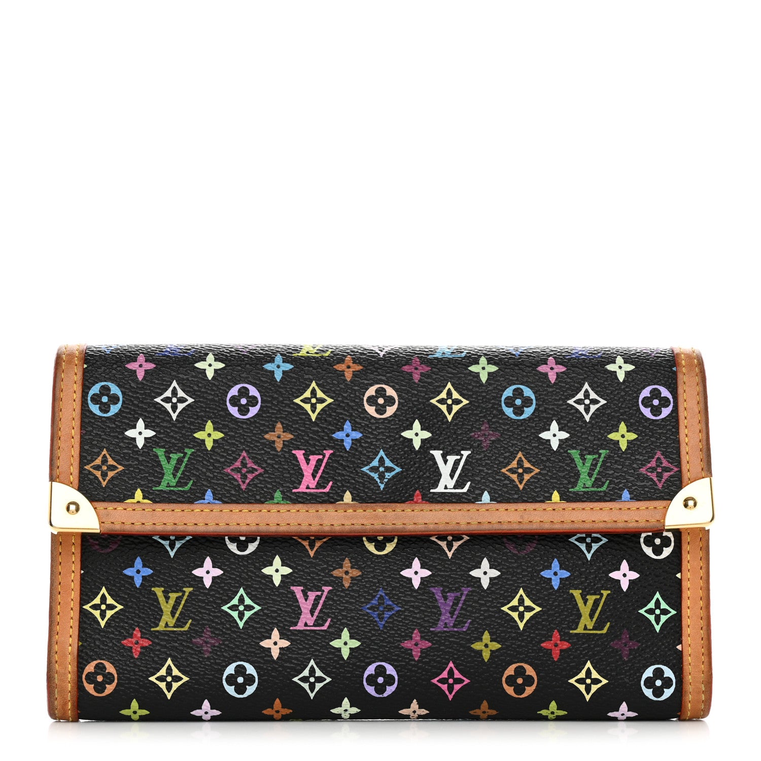 Louis Vuitton Monogram Multicolor Porte Tresor International Wallet Black 1 of 13
