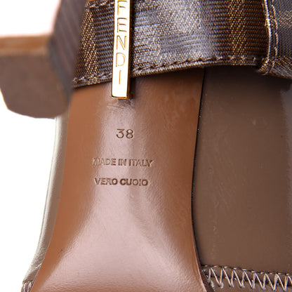 Fendi Glossy Neoprene Glazed Fabric FF FFrame Boots 38 Tortora Tobacco Moro 8 of 10