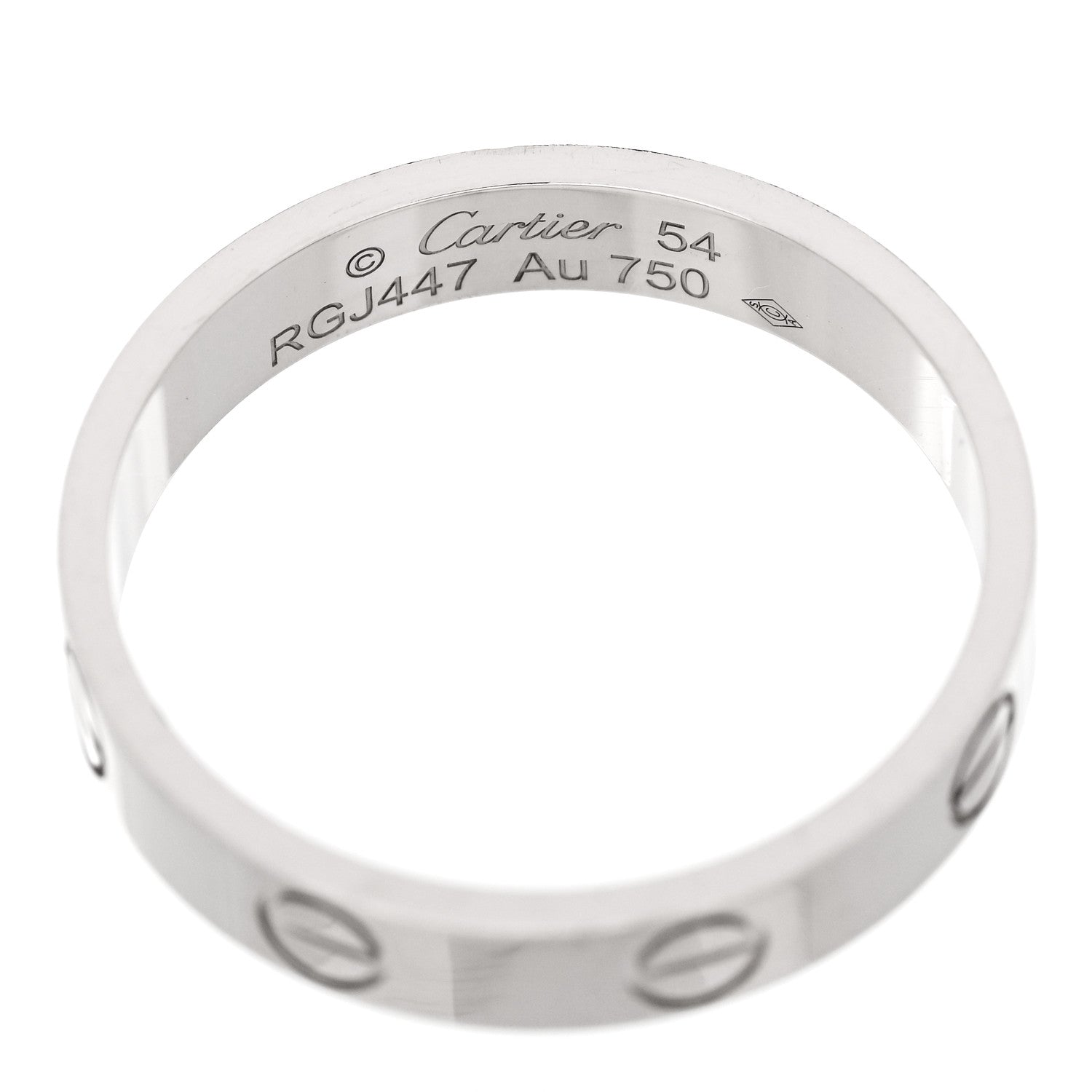 Cartier 18K White Gold 3.5mm LOVE Wedding Band Ring 54 7 4 of 5