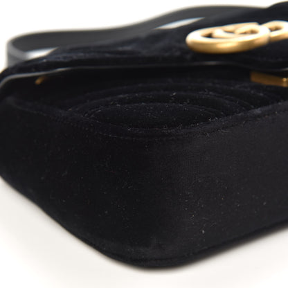 Gucci Velvet Matelasse Mini GG Marmont Shoulder Bag Black 8 of 9