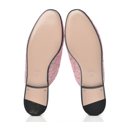 Gucci Lace Malaga Kid Womens Princetown Slippers 36 Sugar Pink Skin Rose 5 of 10