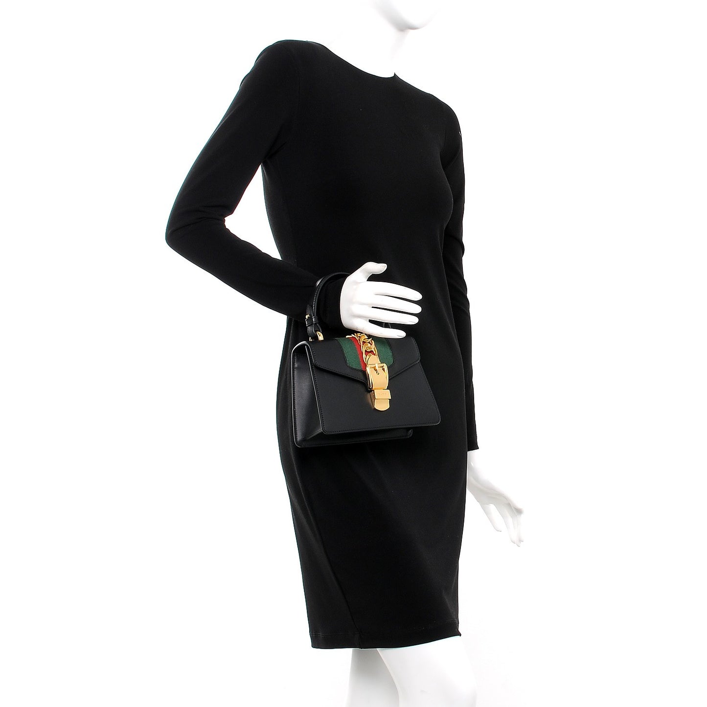 Calfskin Mini Sylvie Top Handle Bag Black
