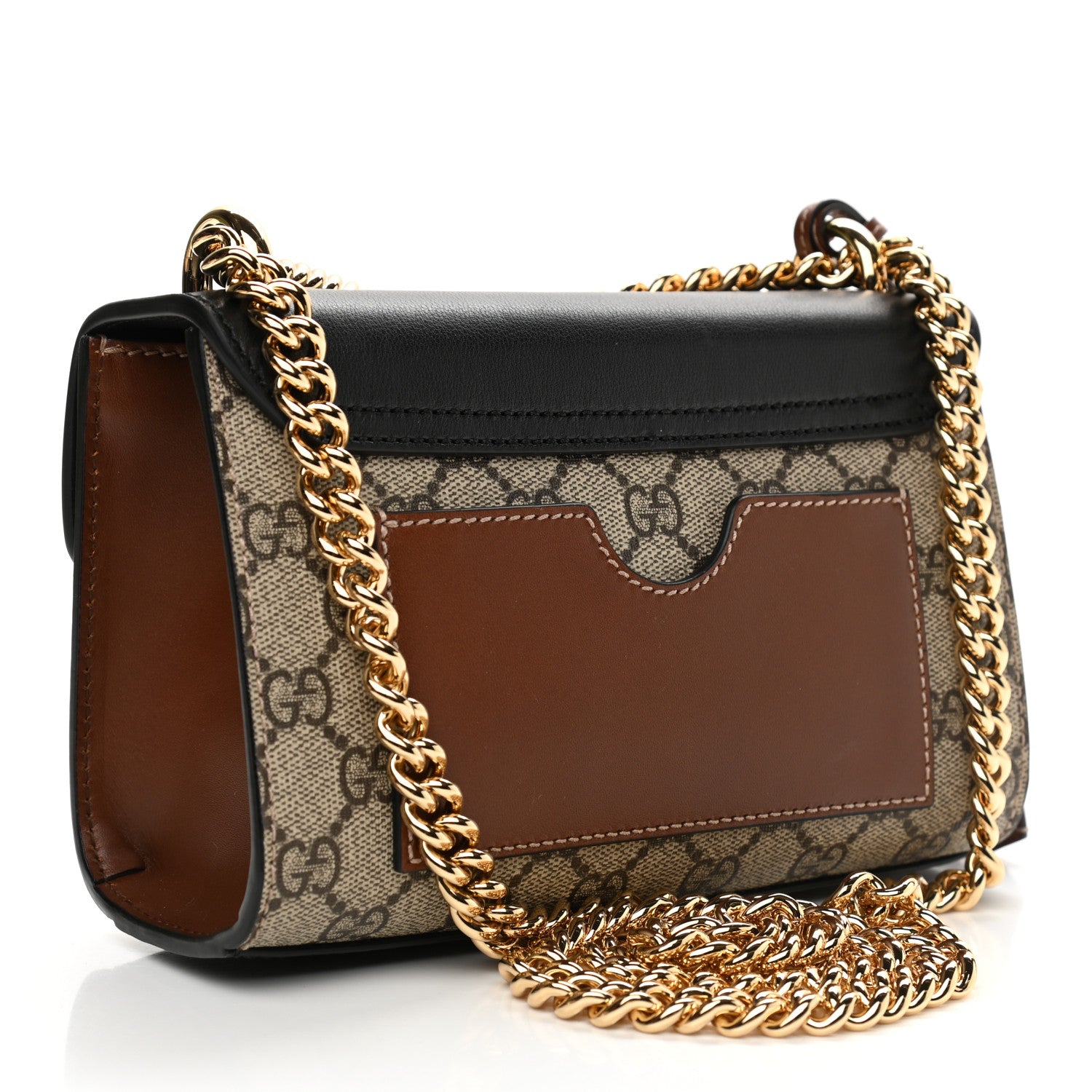 Gucci GG Supreme Monogram Calfskin Small Padlock Shoulder Bag Beige Black Cuir 3 of 11