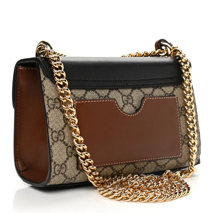 Gucci GG Supreme Monogram Calfskin Small Padlock Shoulder Bag Beige Black Cuir 3 of 11