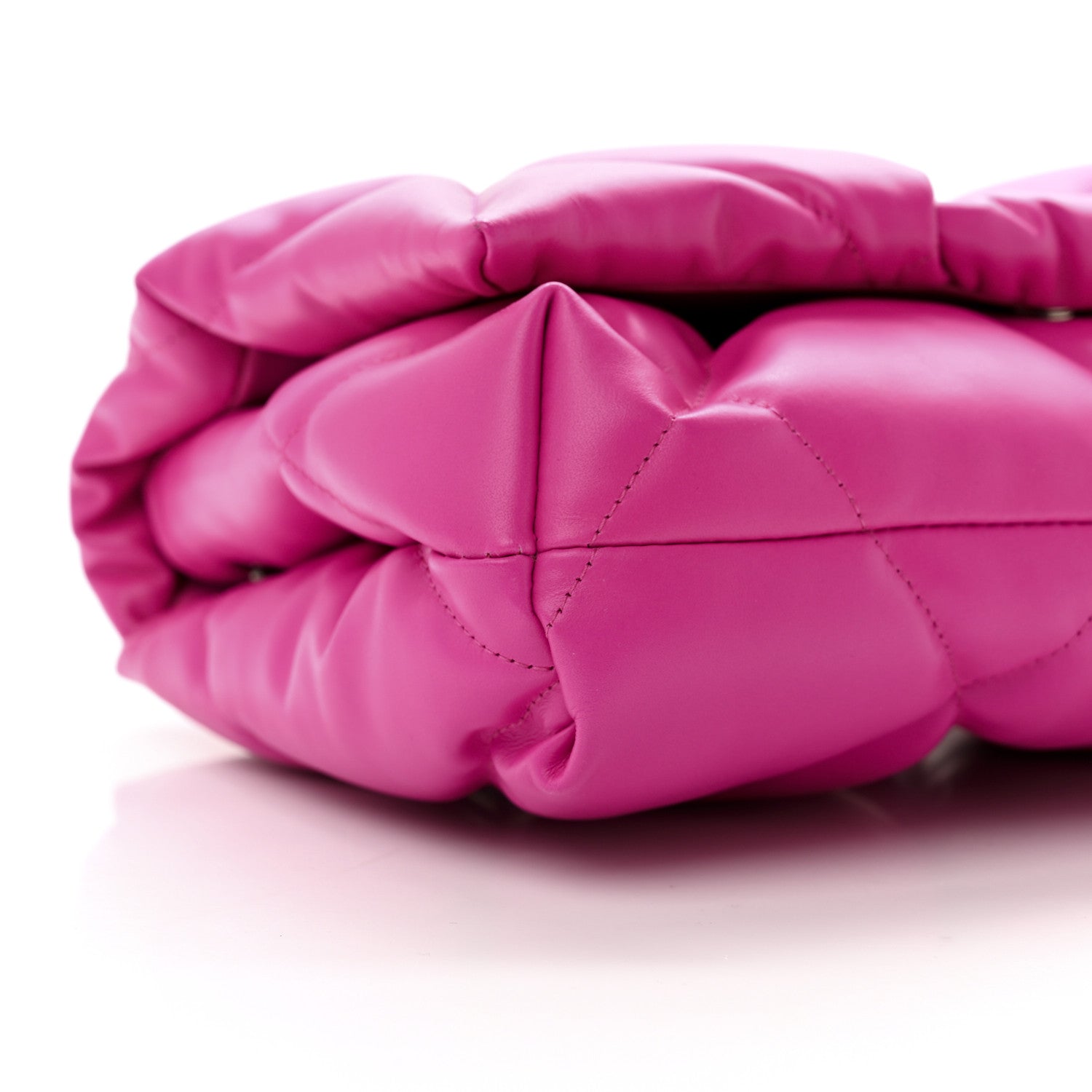 Balenciaga Nappa Calfskin Quilted Touch B Puffy Clutch Fuchsia 8 of 9