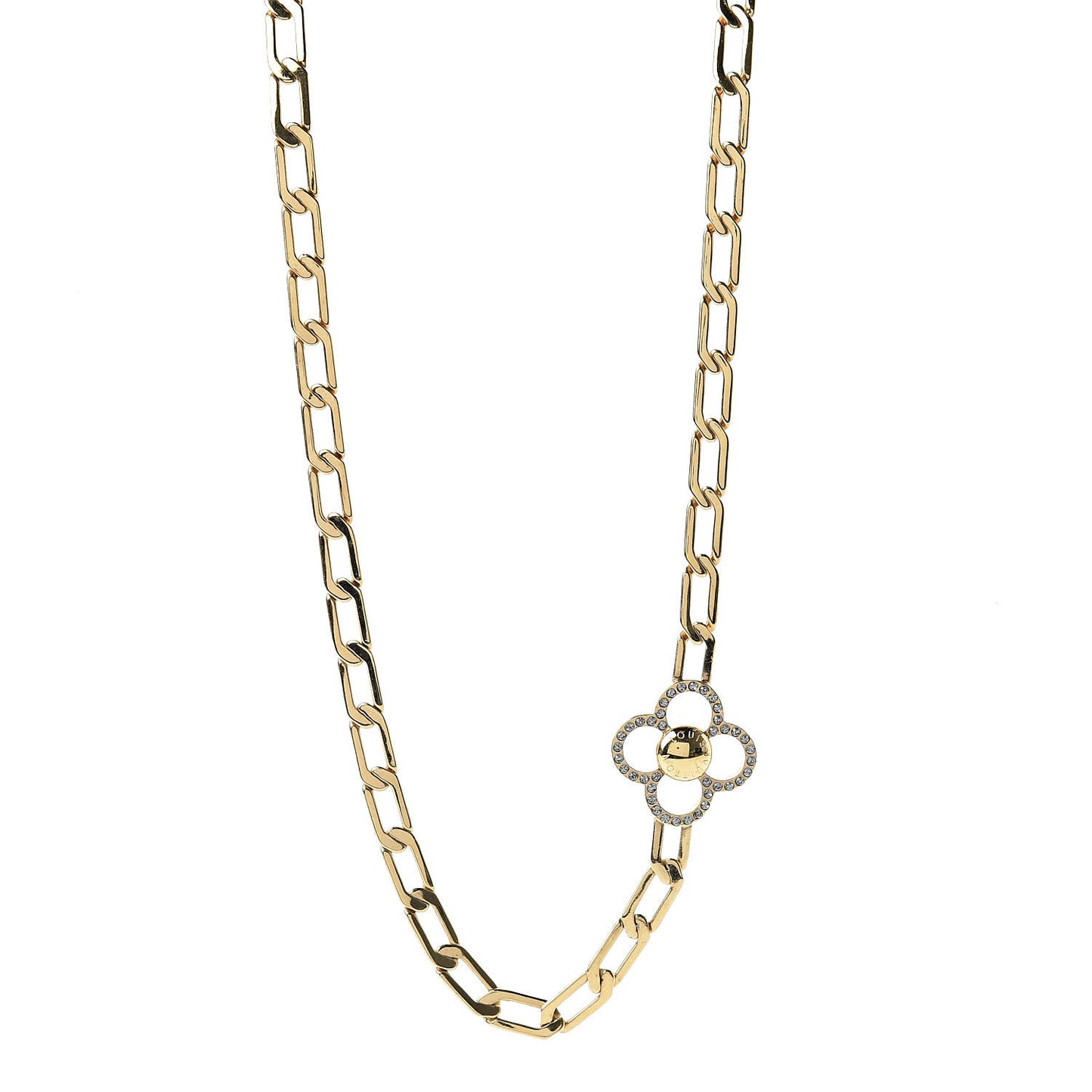 Monogram Multicolor Swarovski Crystal Flower Power Sautoir Necklace Gold