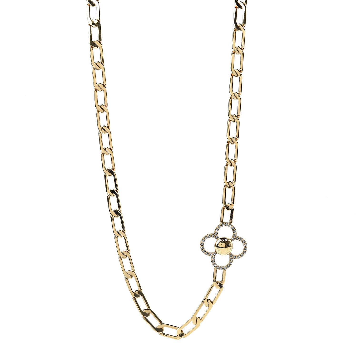 Louis Vuitton Monogram Multicolor Swarovski Crystal Flower Power Sautoir Necklace Gold 1 of 5