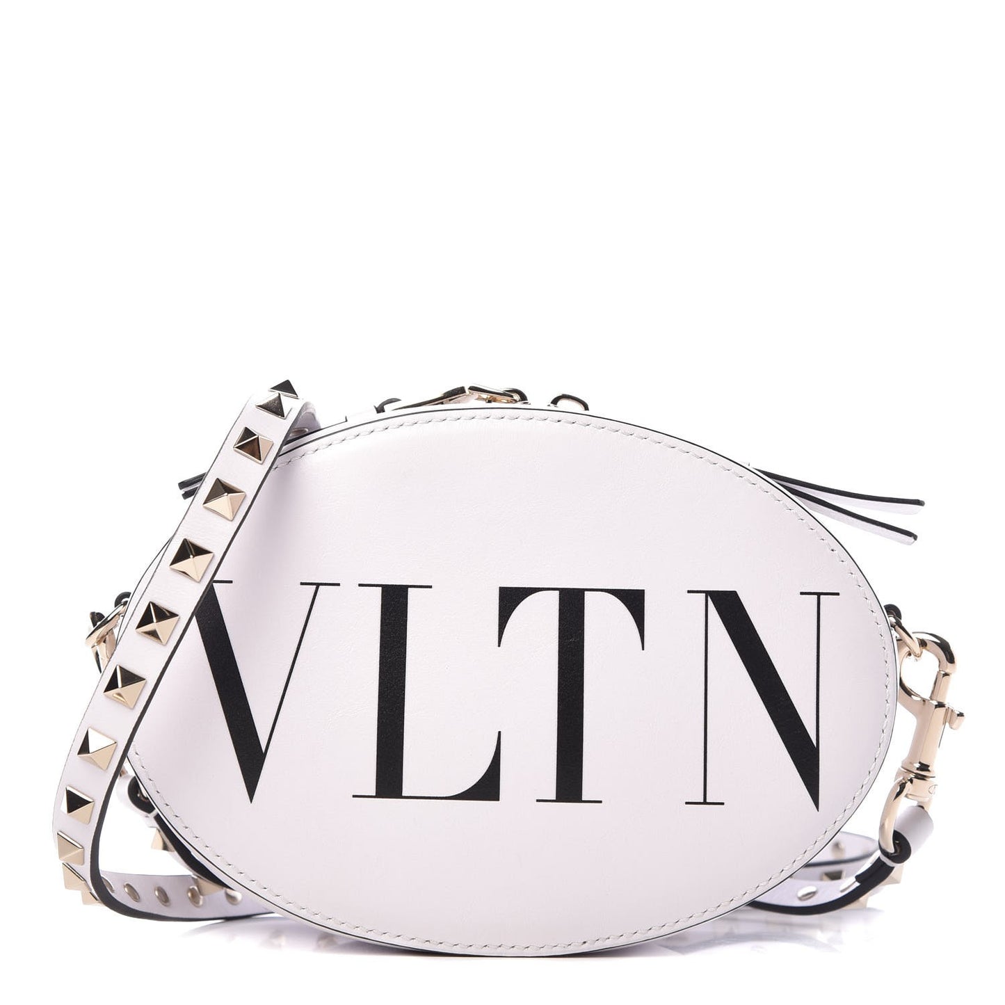 Calfskin VLTN Print Mini Rockstud Crossbody Bag White