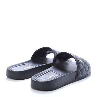 Chanel Lambskin Quilted CC Mules Sandals 37 Black 4 of 10