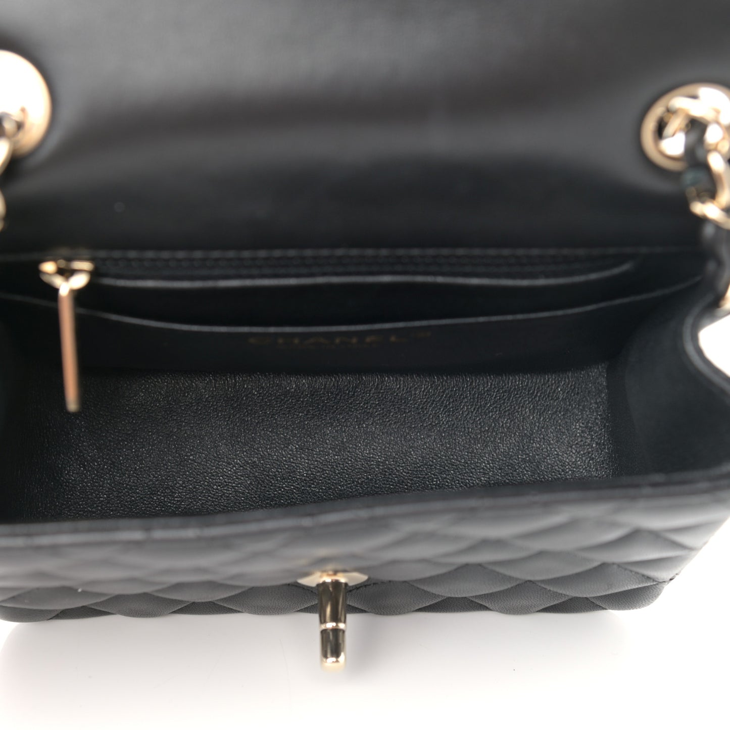 Lambskin Quilted Mini Square Flap Black