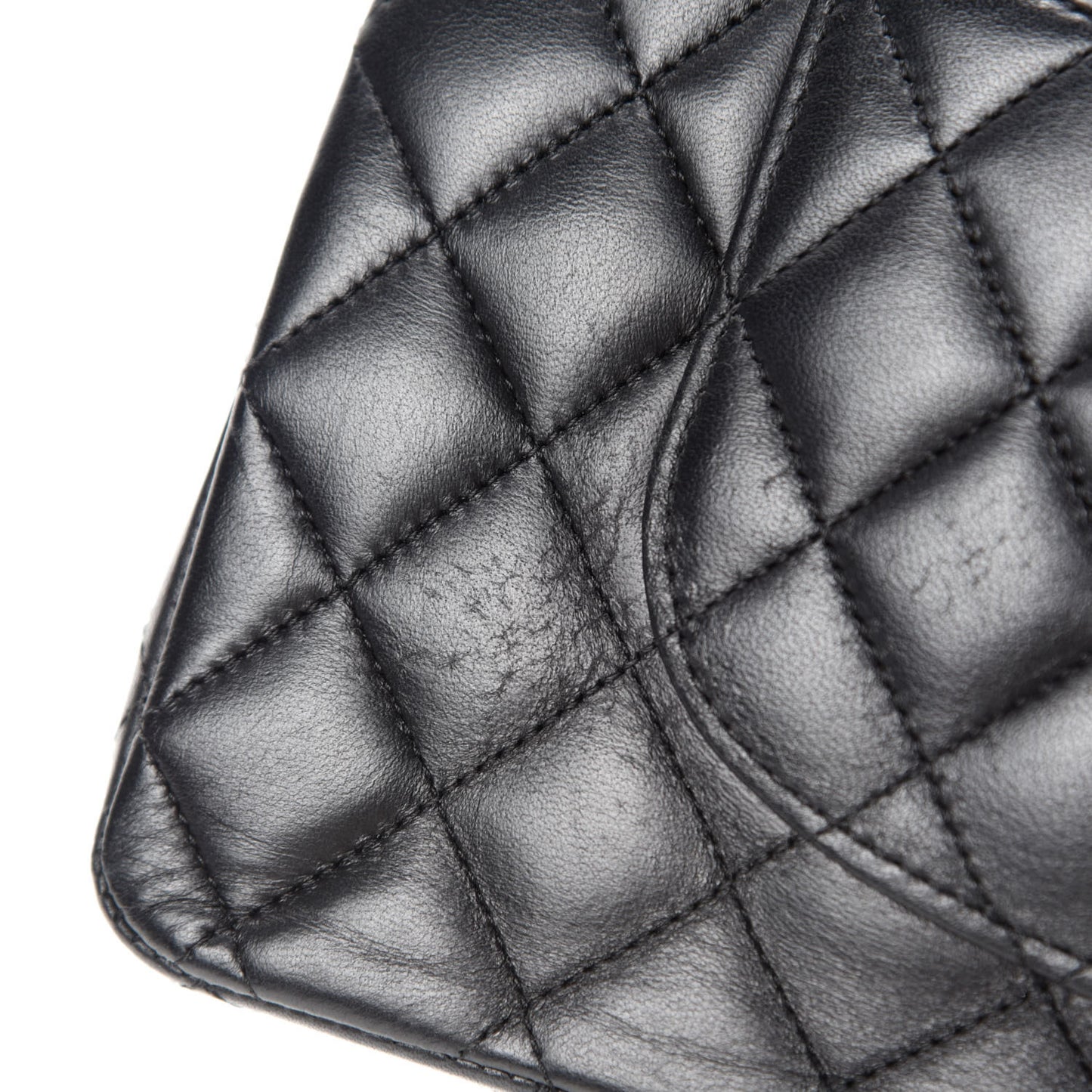 Lambskin Quilted Medium Double Flap Black