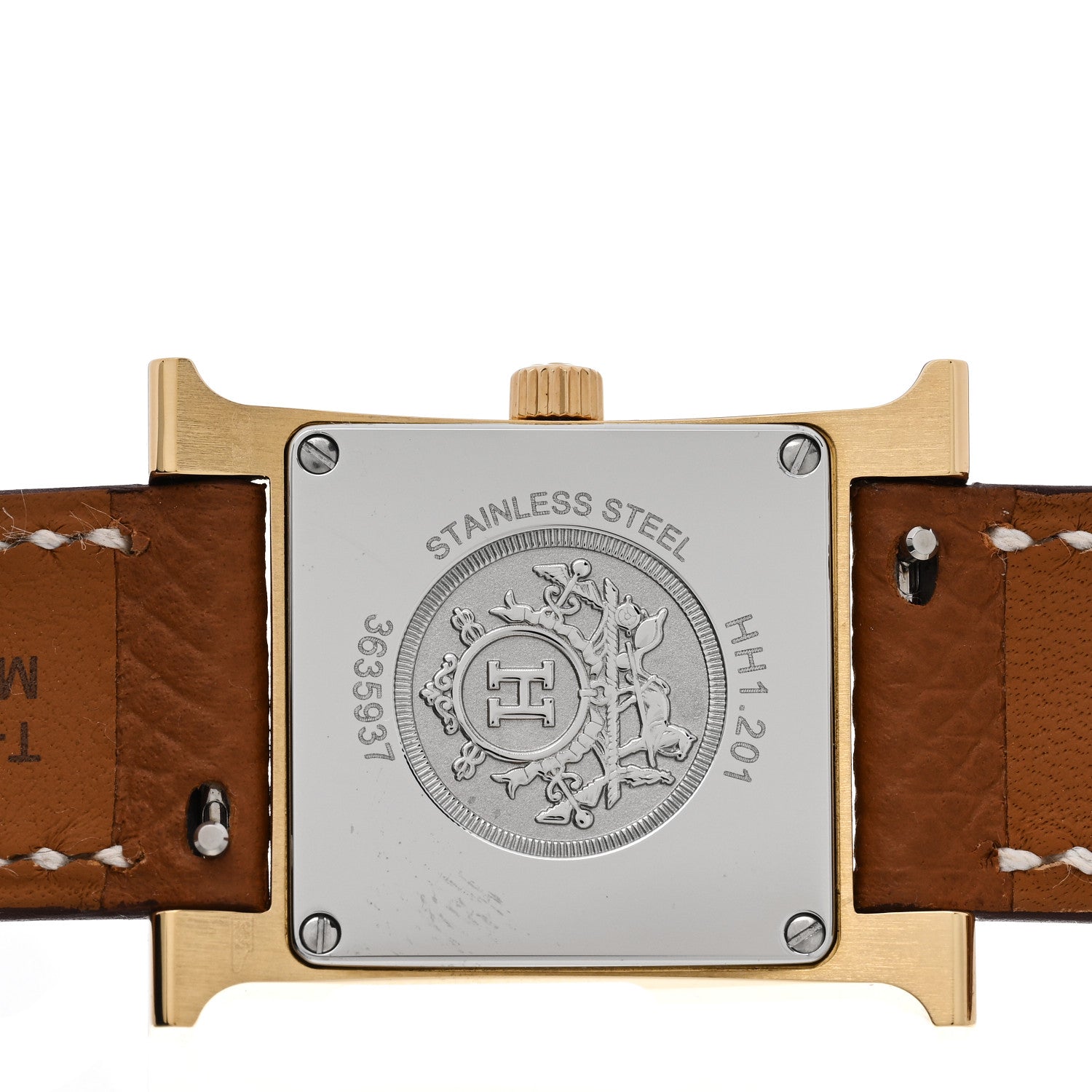 Hermes Stainless Steel Epsom 21mm Heure H Hour Quartz Watch Gold 4 of 5