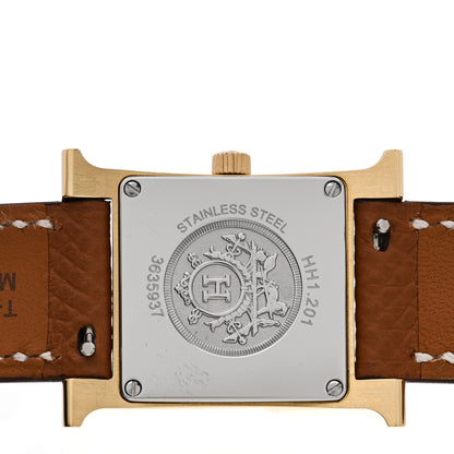 Hermes Stainless Steel Epsom 21mm Heure H Hour Quartz Watch Gold 4 of 5