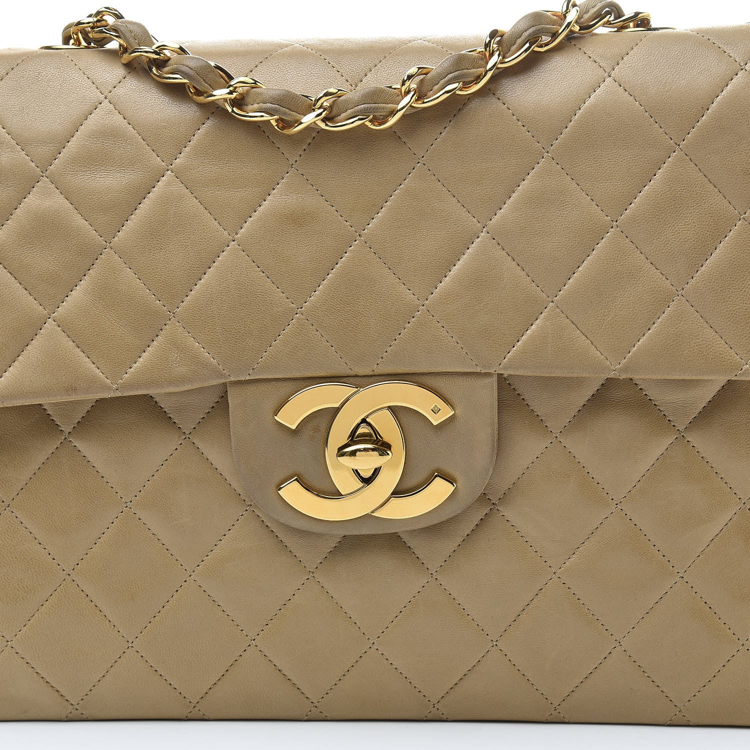 Chanel Lambskin Quilted Maxi Single Flap Dark Beige 9 of 24