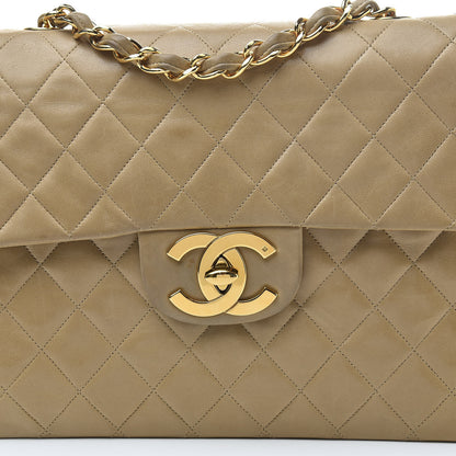 Chanel Lambskin Quilted Maxi Single Flap Dark Beige 9 of 24