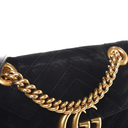 Gucci Velvet Matelasse Mini GG Marmont Shoulder Bag Black 10 of 11