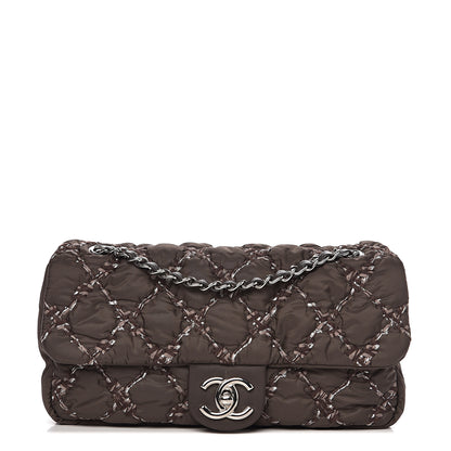 Chanel Nylon Quilted Medium Tweed on Stitch Bubble Flap Dark Brown 1 of 9