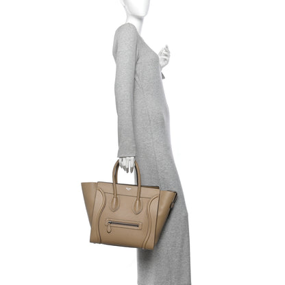 Celine Drummed Calfskin Mini Luggage Dune 2 of 10