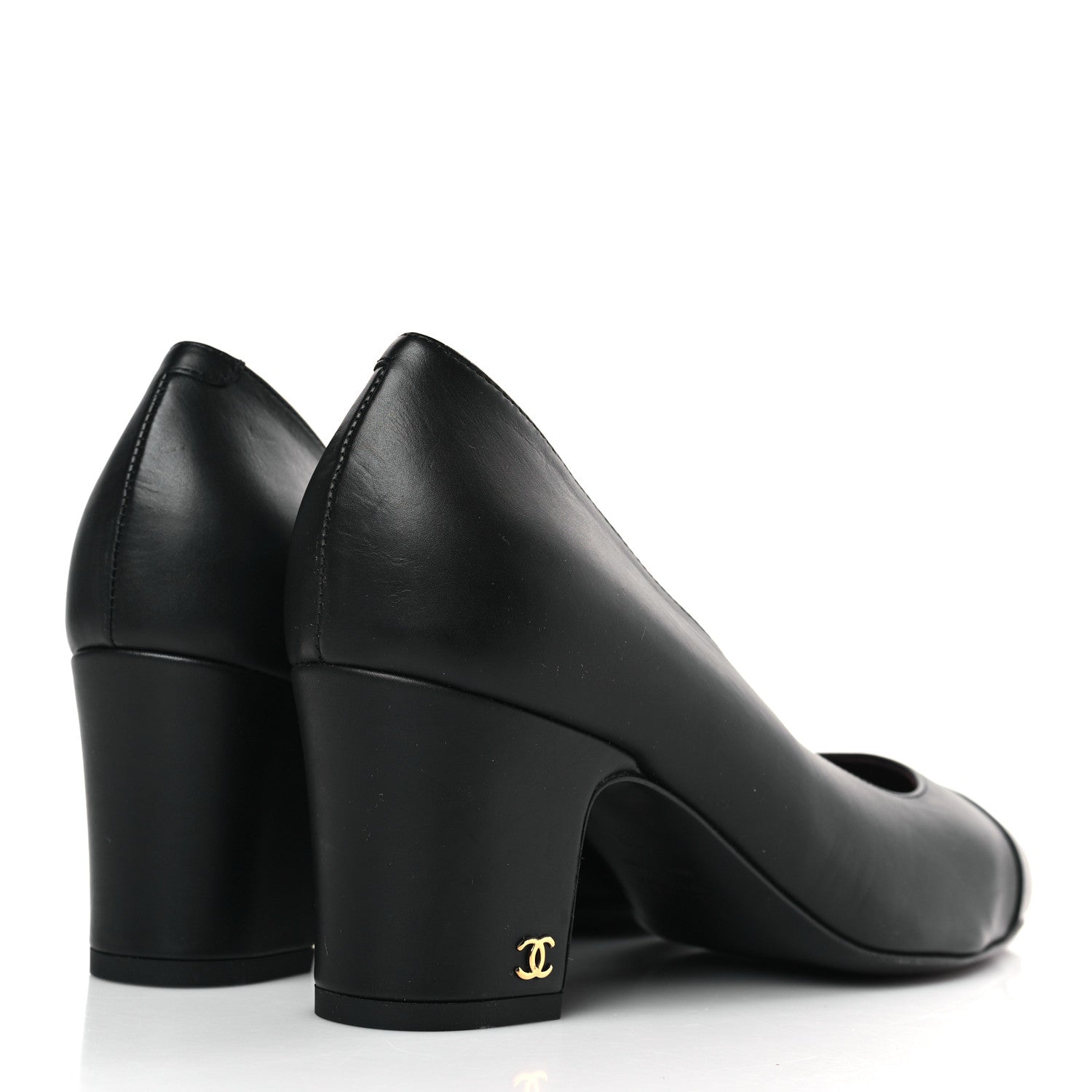 Chanel Lambskin Cap Toe CC Pumps 39 Black 4 of 8