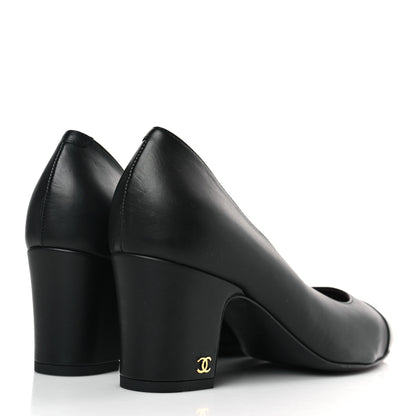 Chanel Lambskin Cap Toe CC Pumps 39 Black 4 of 8