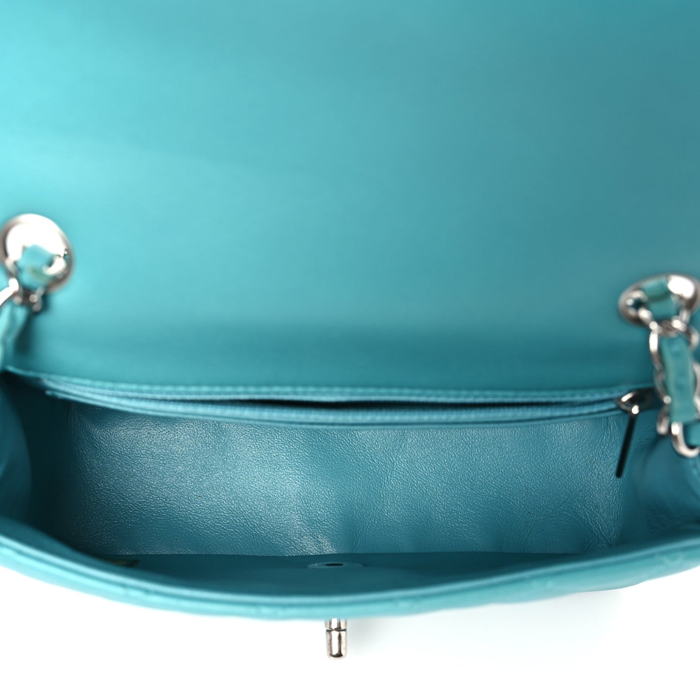 Lambskin Quilted Mini Rectangular Flap Turquoise