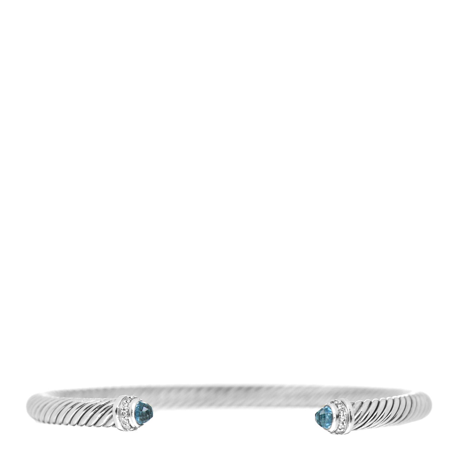 David Yurman Sterling Silver Diamond Blue Topaz 5mm Cable Classics Bracelet 1 of 3