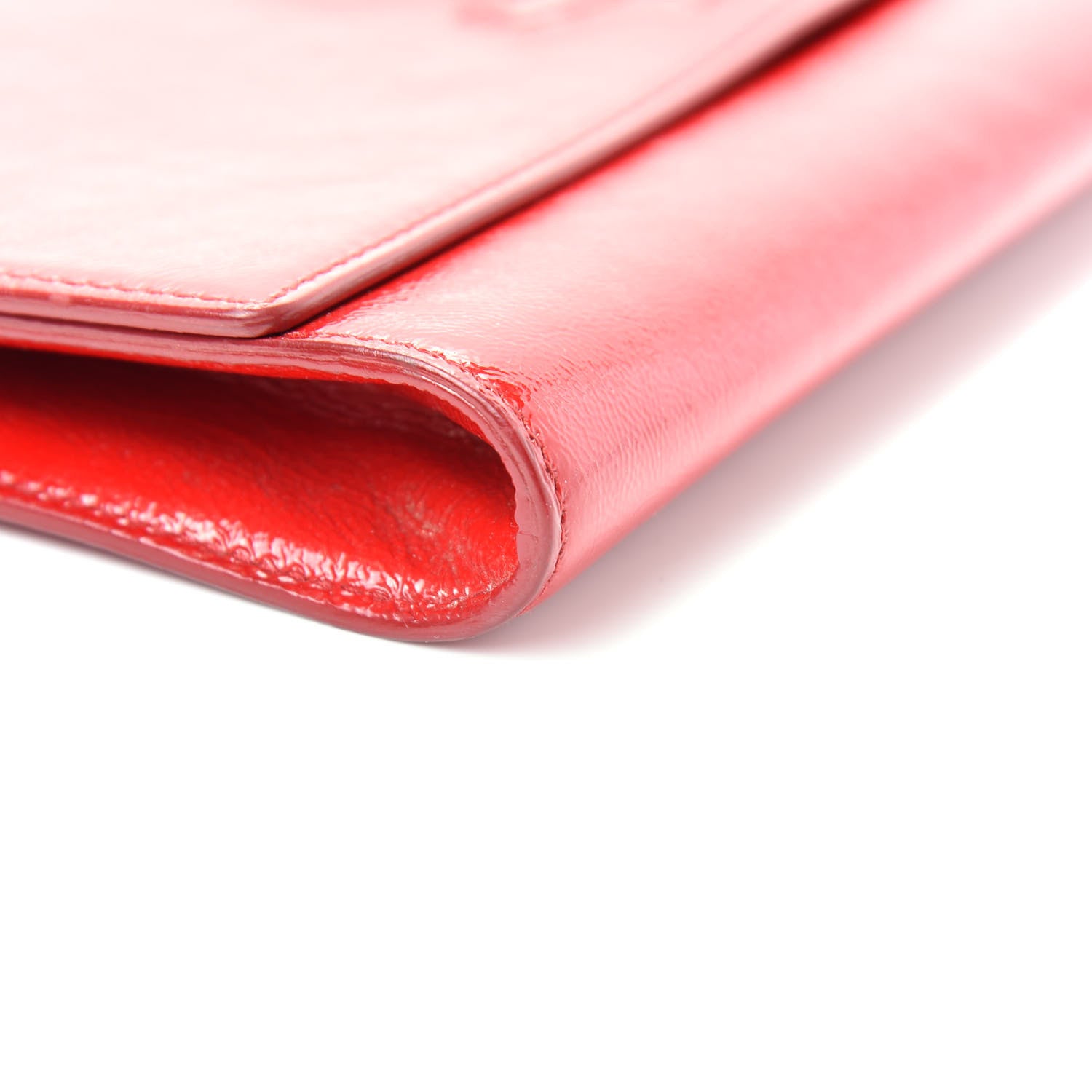 Saint Laurent Textured Patent Monogram Large Belle De Jour Clutch Red 6 of 8