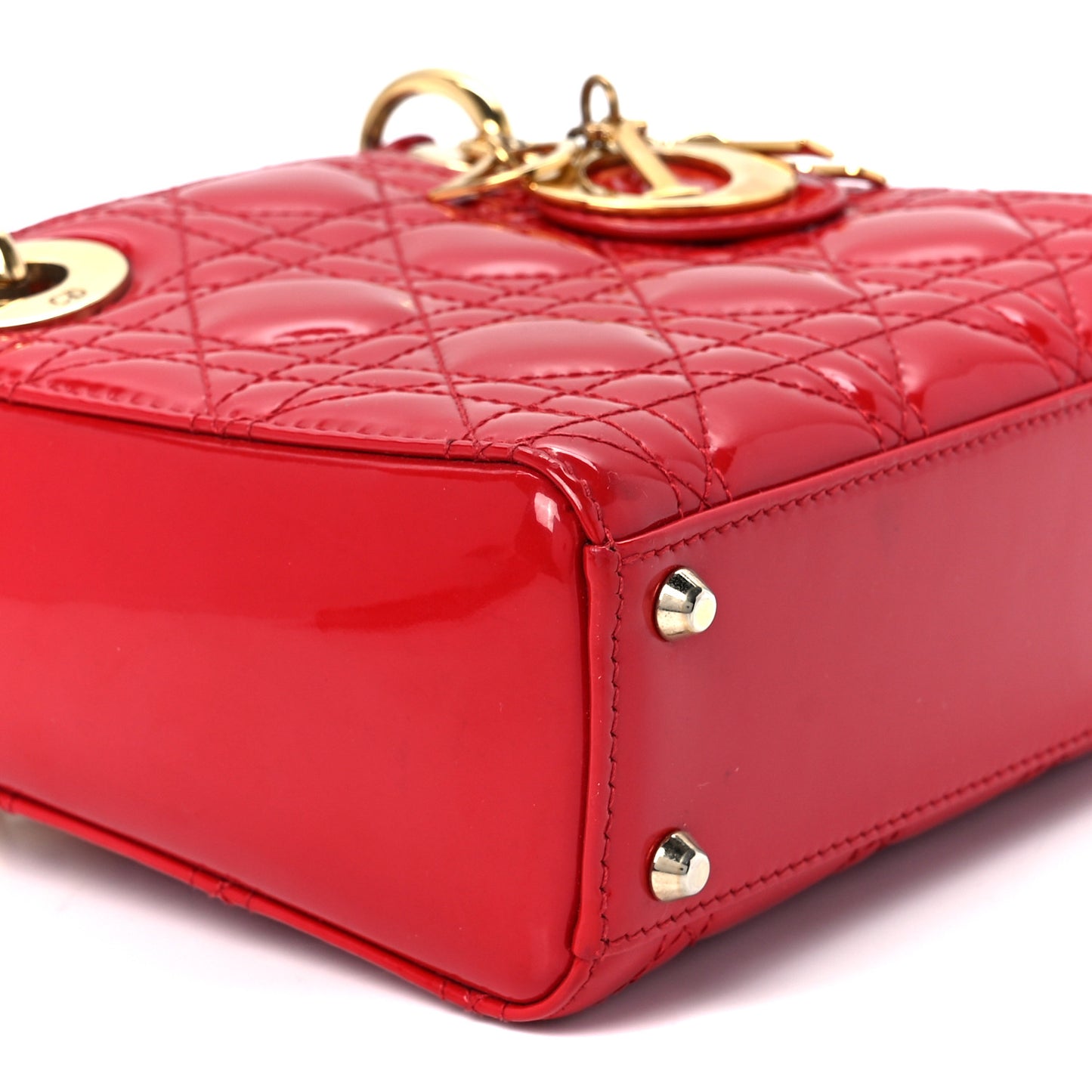 Patent Cannage Mini Lady Dior Red