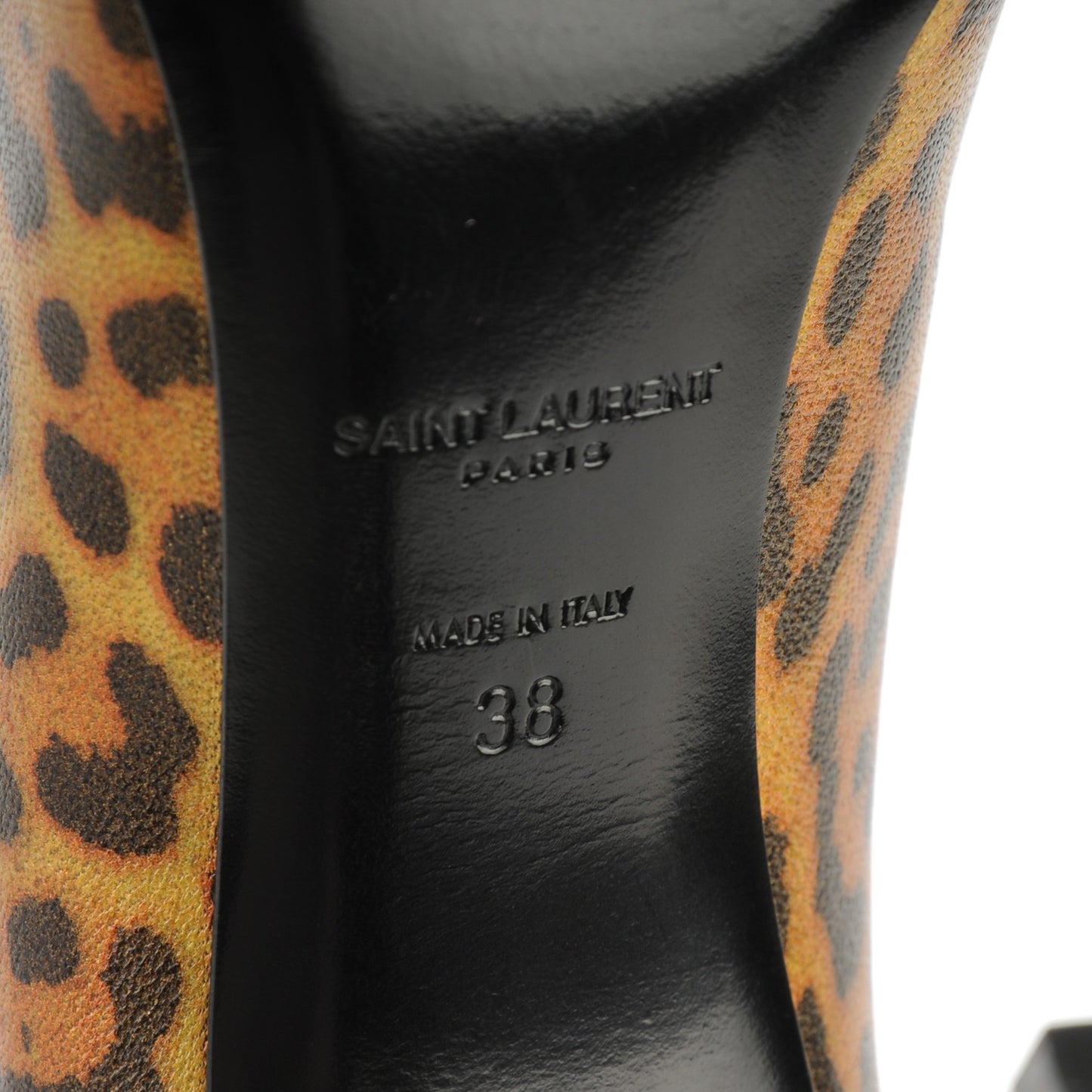 Leopard Lame Double Cat Pumps 38 Gold