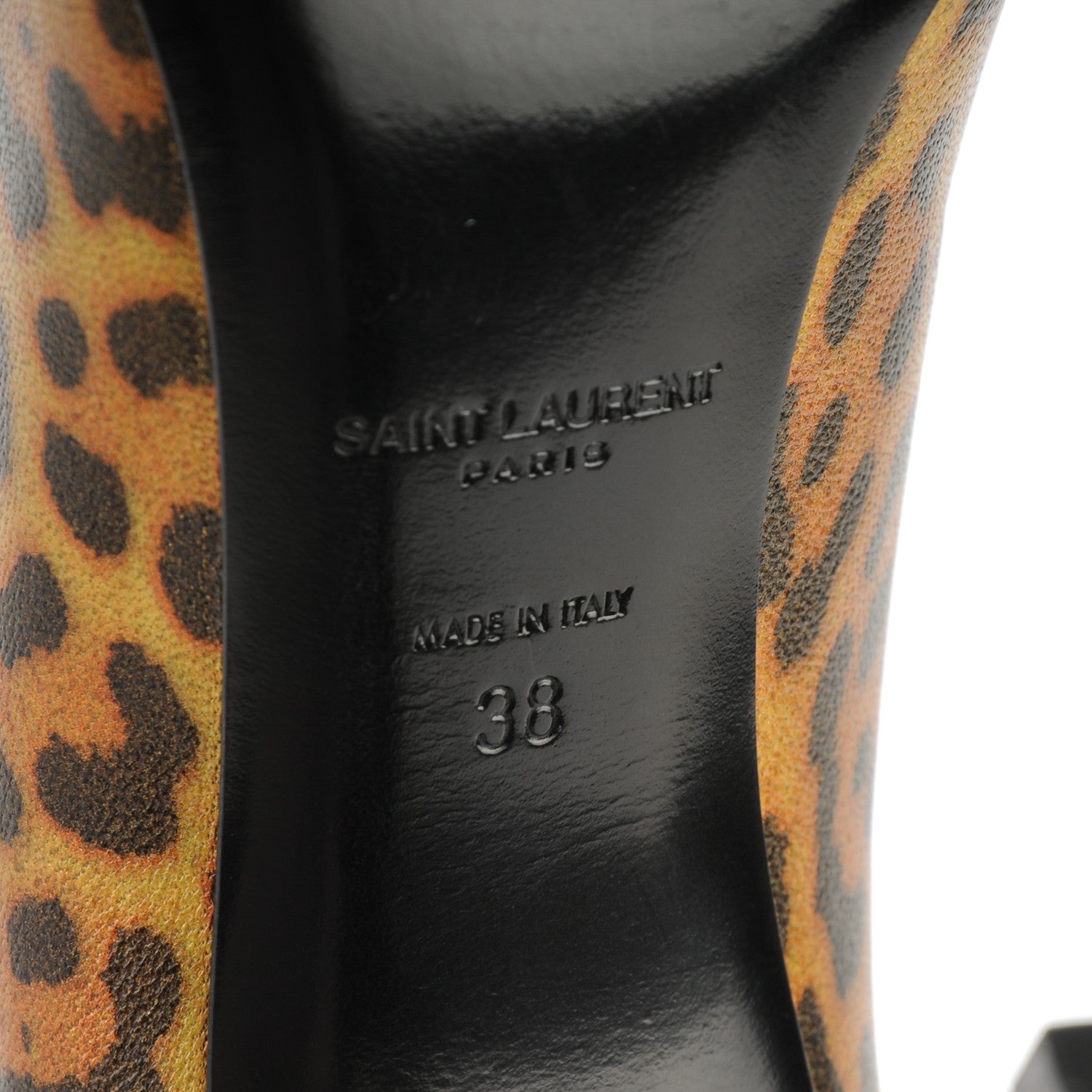 Saint Laurent Leopard Lame Double Cat Pumps 38 Gold 6 of 8