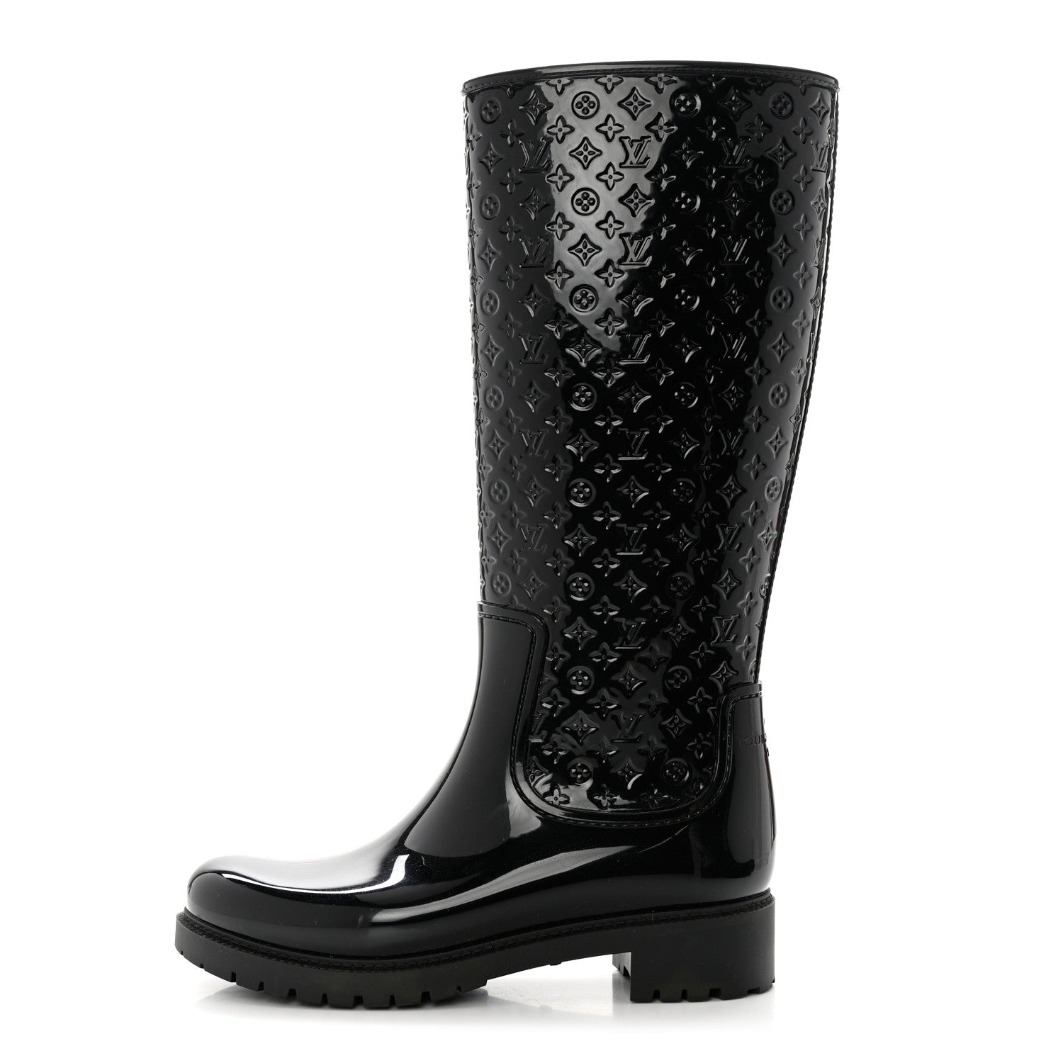Louis Vuitton Rubber Embossed Monogram Splash Rain Boots 40 Black 1 of 7